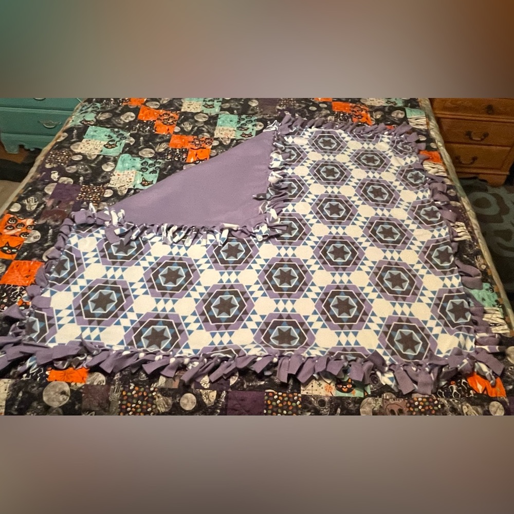NEW Handmade Geometric Stars Fleece Blanket